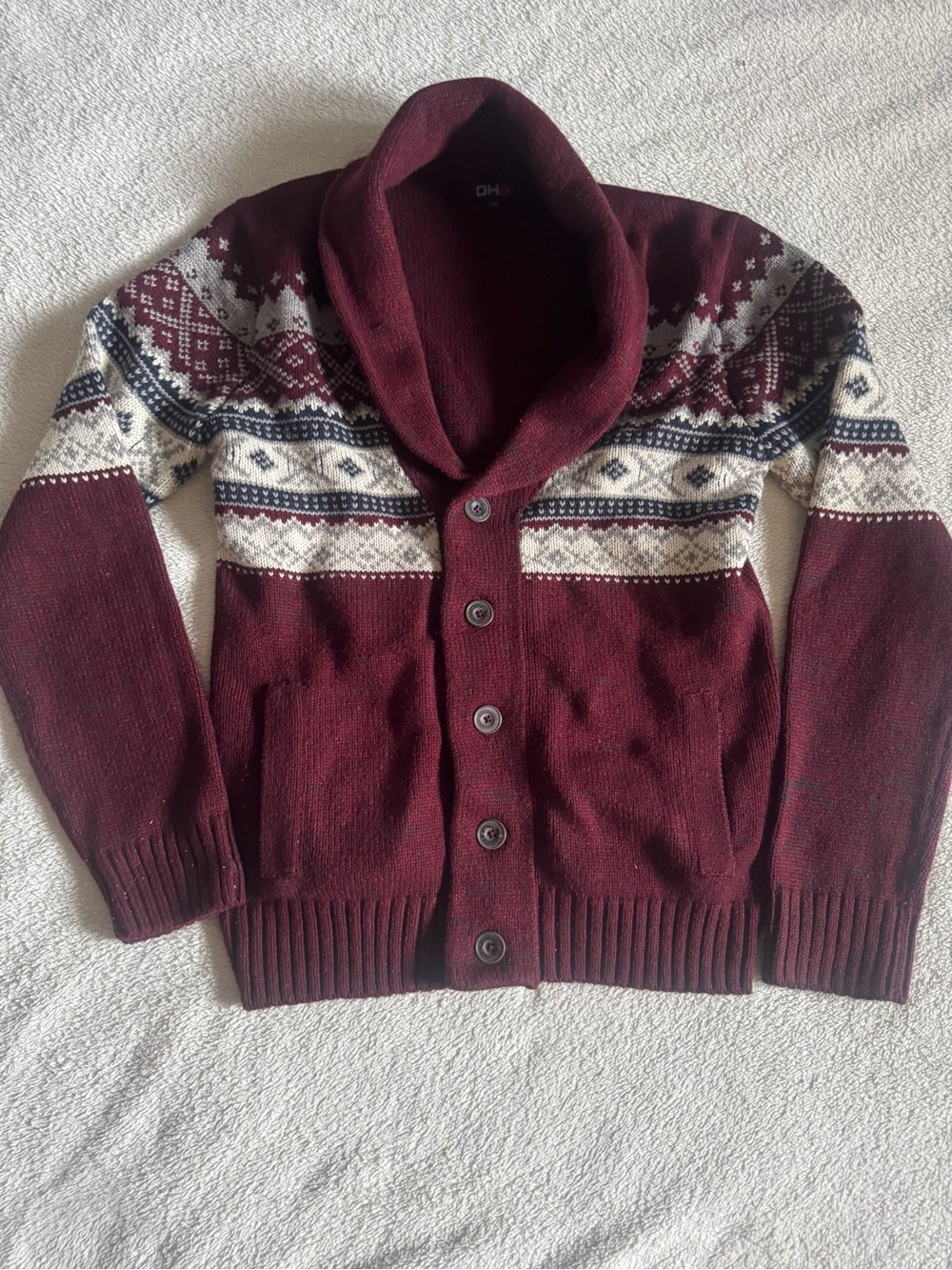 Shawl Collar knit Cardigan burgundy